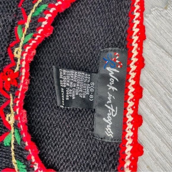 vintage work in progress christmas sweater embroidered sweater sequin s (6-8) - Picture 6 of 6